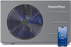 Varpoolfaye 30000 BTU Above Ground Pool Heater 8000 Gallon Swimming Pool Heat Pump Heating or Cooling Electric Pool Heater For Inground Pool WiFi Control Schedule 120V