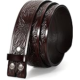 TRIWORKS Western Belt for Men without Buckle Cowboy Leather Belt Country Belt 1.5”Embossed Leather Belt Strap