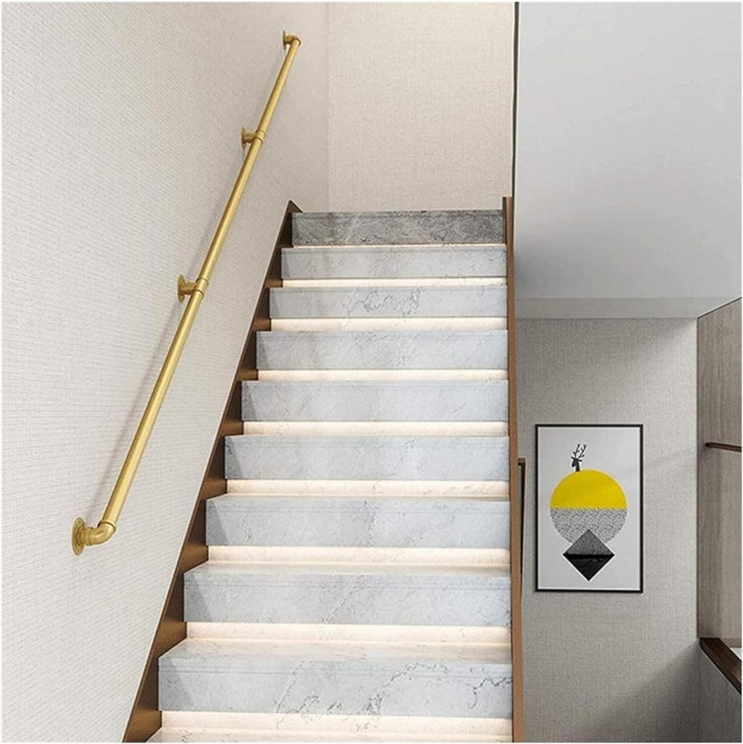 Modern Gold Banister Handrail for Stairs Indoor and Outdoor 1ft20ft