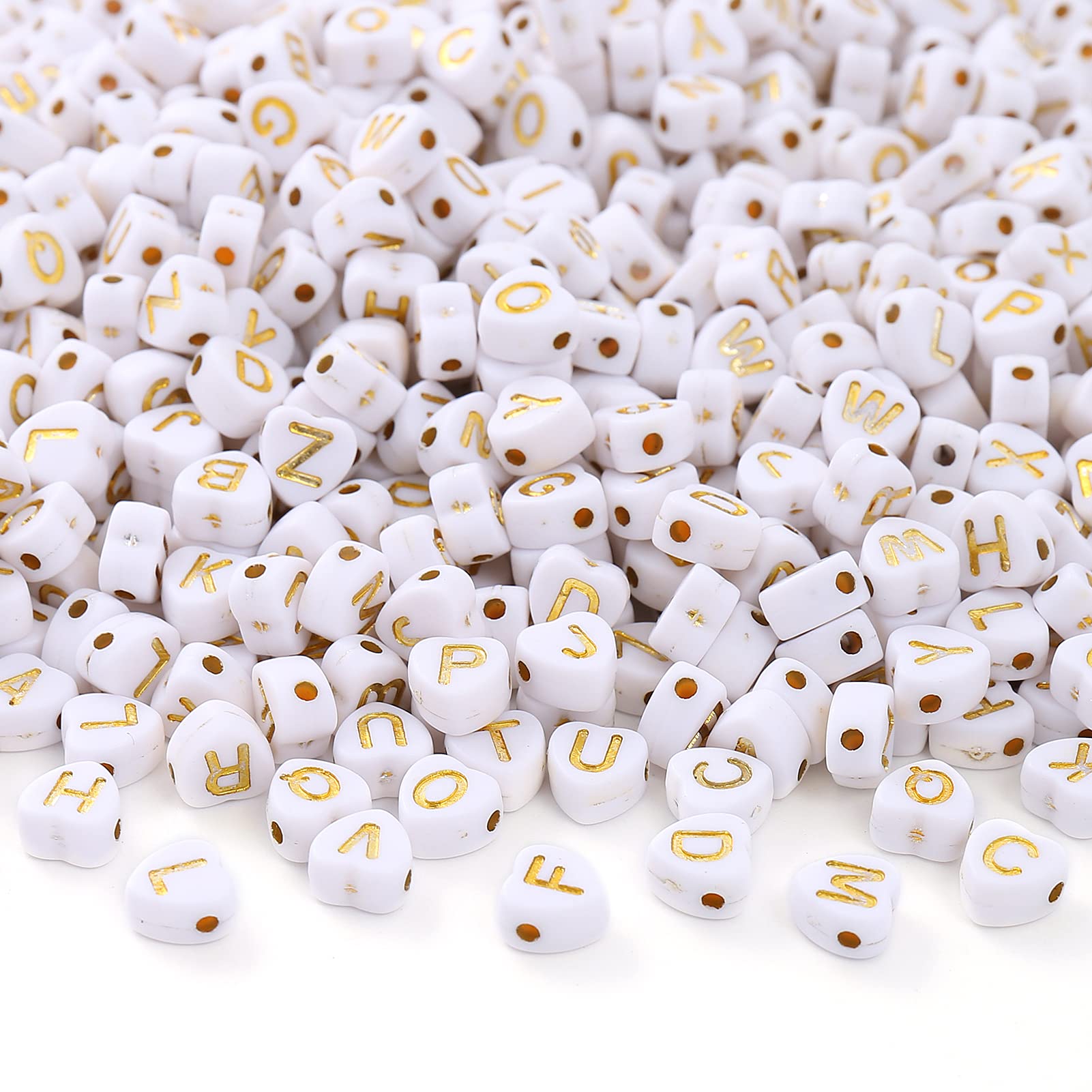 HERZWILD Heart Letter Beads for Threading - Approx. 1000 Pieces - Acrylic Resin - White - Craft Bead โ image 1