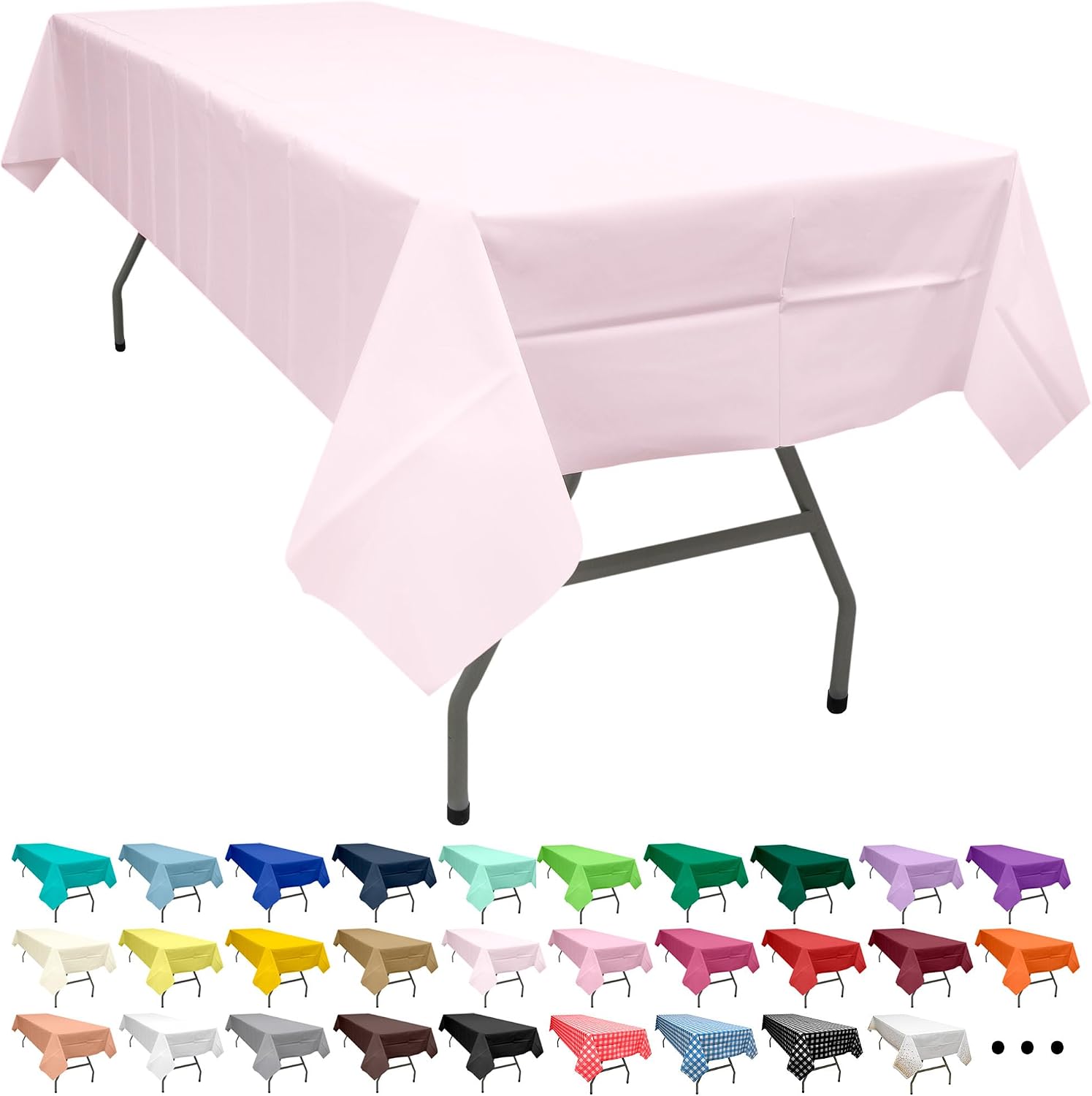 Party Ulyja Blush Pink 2 Pack Plastic Tablecloth Rectangle 54 x 108 Inches Disposable Pale Pastel Pink Reusable Table Covers for Dining, Birthday, Wedding, Picnic, Event and Outdoor Use