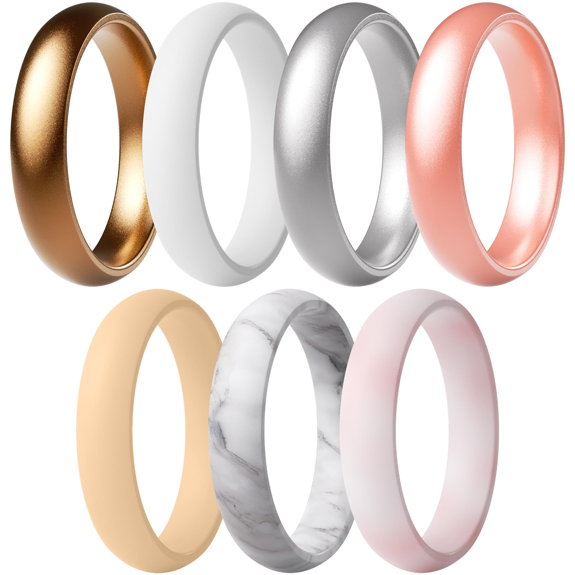 ThunderFit Silicone Anniversary Rings for Women, 5.5mm Wide, 2mm Thick, Wedding Rubber Bands, Variety Multipack 1-12