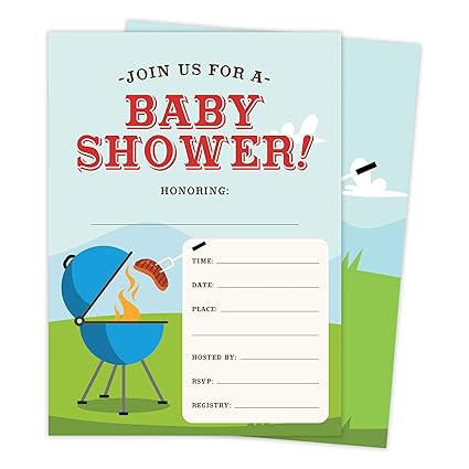 Amazon Com Bbq Baby Shower Invitations Invite Cards 25 Count With Amazon Com Bbq Baby Shower Invitations Invite Cards 25 Count With