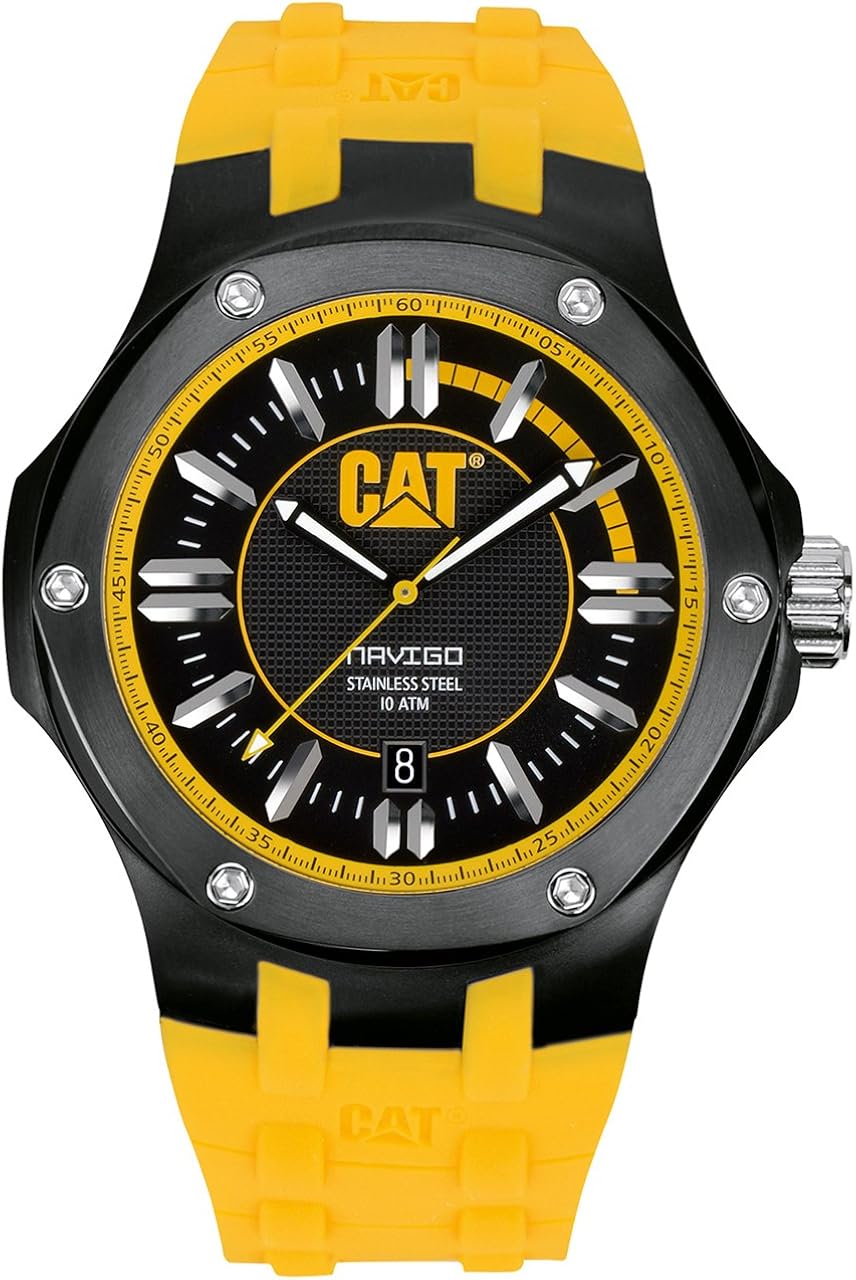 CAT WATCHES Men's A116127127 Navigo Date Black and Yellow