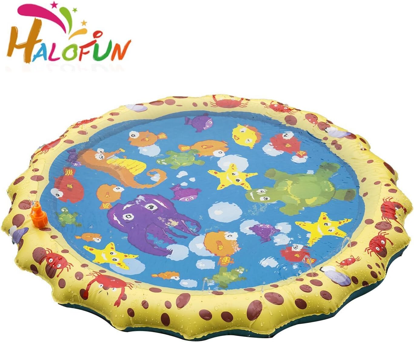HALOFUN 39in-Diameter Sprinkle and Splash Play Mat for Kids (Colorful 1)