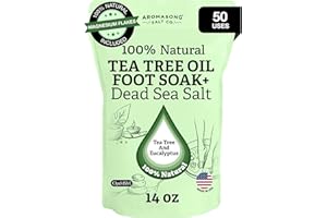 Aromasong Tea Tree Foot Soak with Magnesium Flakes and Dead Sea Foot Soaking Salts - Pedicure Tea Tree oil foot Soak for Dry Cracked Feet-Athlete's Callus Remover- Eliminates Odor- Packaging may vary