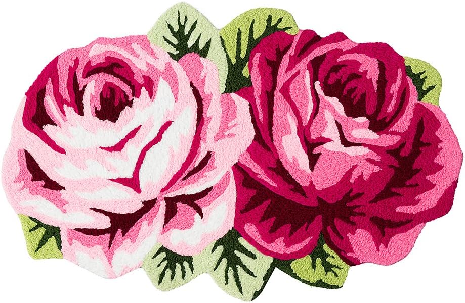 MAXYOYO Rose Rug Door Mats Welcome Mat Outdoor Mats for Front Door Entry Mat, Bath Mat Non Slip Small Rug for Living Room Bathroom Rugs and Mats 19 by 31 Inch, Red Rose