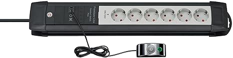 Brennenstuhl Premium-Line Comfort Switch Plus, Steckdosenleiste 6-fach (3m Kabel, externer Schalter und RJ-11-Verbindung) Far