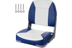VEVOR Boat Seat, 18.9" Low Back Boat Seat, Folding Boat Chair with Thickened Sponge Padding and Hinge, Fold-Down Captain Chai