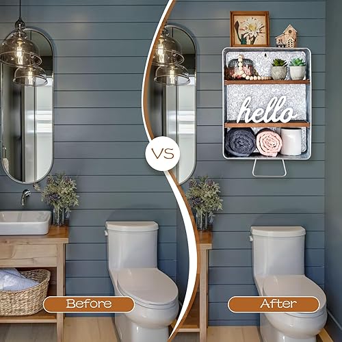 WOODEXPE Galvanized Wash Tub with Shelves Rustic Bathroom Decor