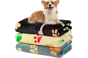 Dono 1 Pack 3 Blankets for Dogs, Soft Fluffy Paw Print Pattern Fleece Pet Blanket Warm Sleep Mat Cute Print Design Puppy Kitten Blanket Doggy Mat for Dog Cat Kitten Doggy and Animals