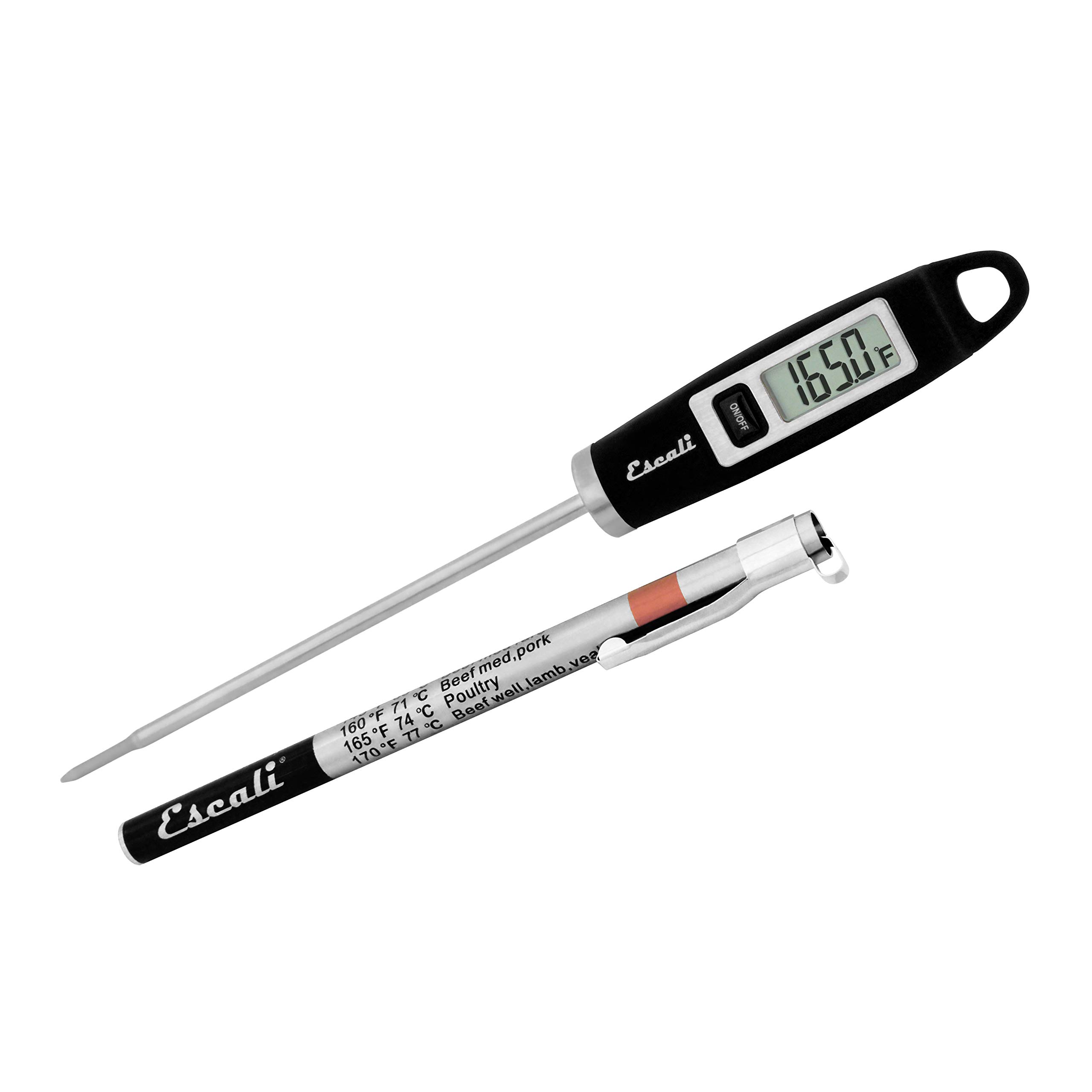 Escali DH1-B Digital Thermometer, Stainless Steel, Black