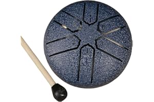 ONERWN Mini Steel Tongue Drum Rain Chime - 3 Inch, 6 Notes, Waterproof, Navy Blue