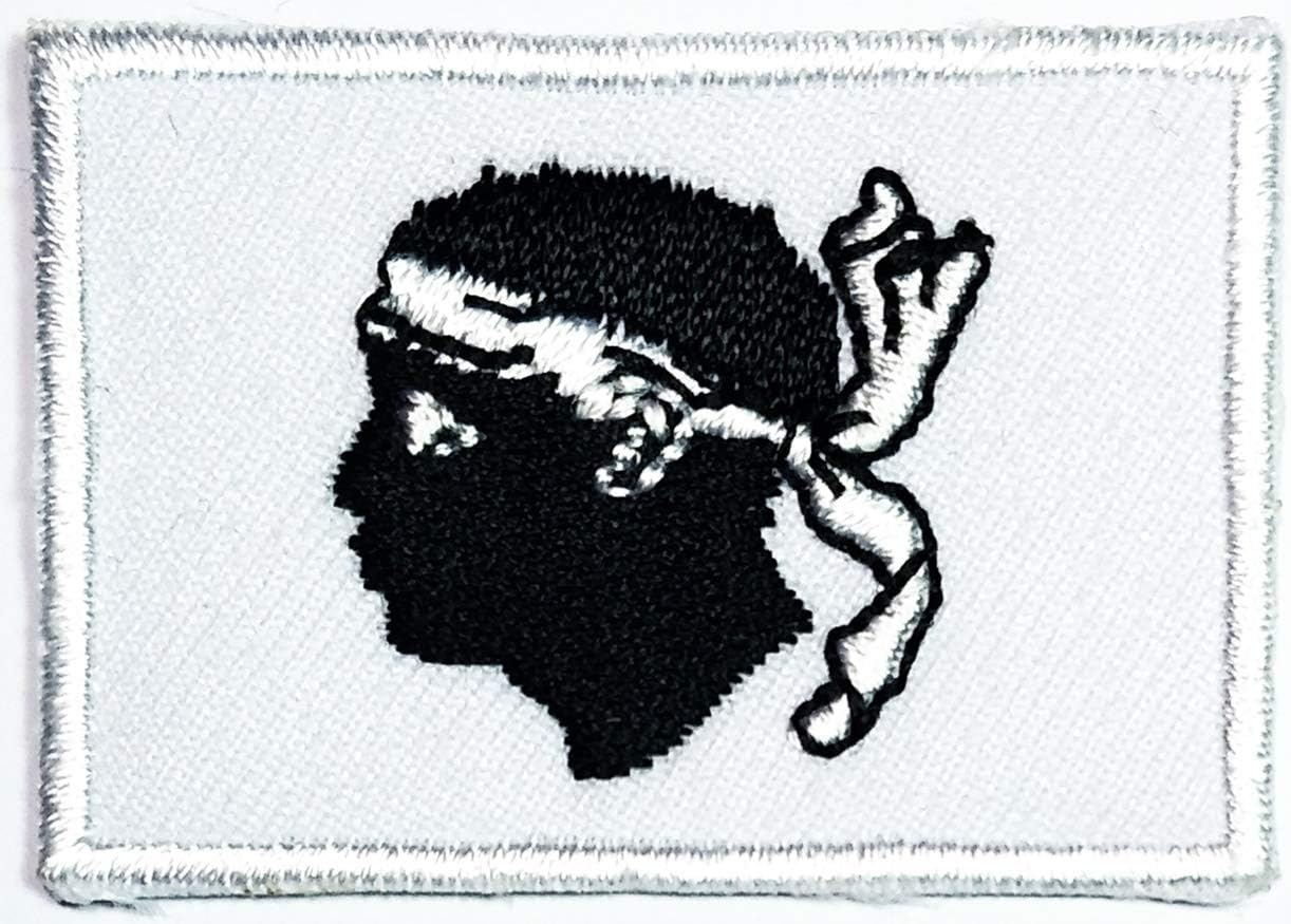 PARITA Mini Flag Patch Corsica Flag Patch National Country Embroidered Iron On Patches Corsica Flag Military Biker MC Club Motorcycle Jackets Bags Hat Jeans T-Shirt Backpacks Costume Emblem (07)