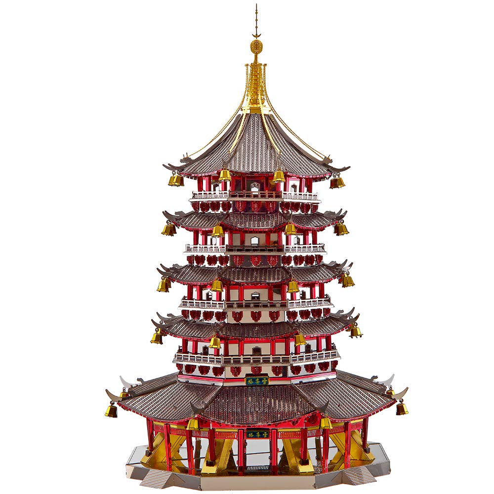 Piececool 3D Metal Puzzle Model Kits- Leifeng Pagoda Metal Model Kits for Adults, Chinese Traditional Architecture Building Kits DIY Brain Teaser Puzzles Gifts for Teens Family- 796 Pcs