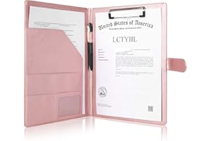 Tiankool Padfolio Portfolio Folder Binder-Faux Leather Portfolio Folder with Cover for A4 Notepad Holder, Business Portfolio for Resume, Legal Pad, Interview, Letter-Size Padfolio for Women/Men, Rose