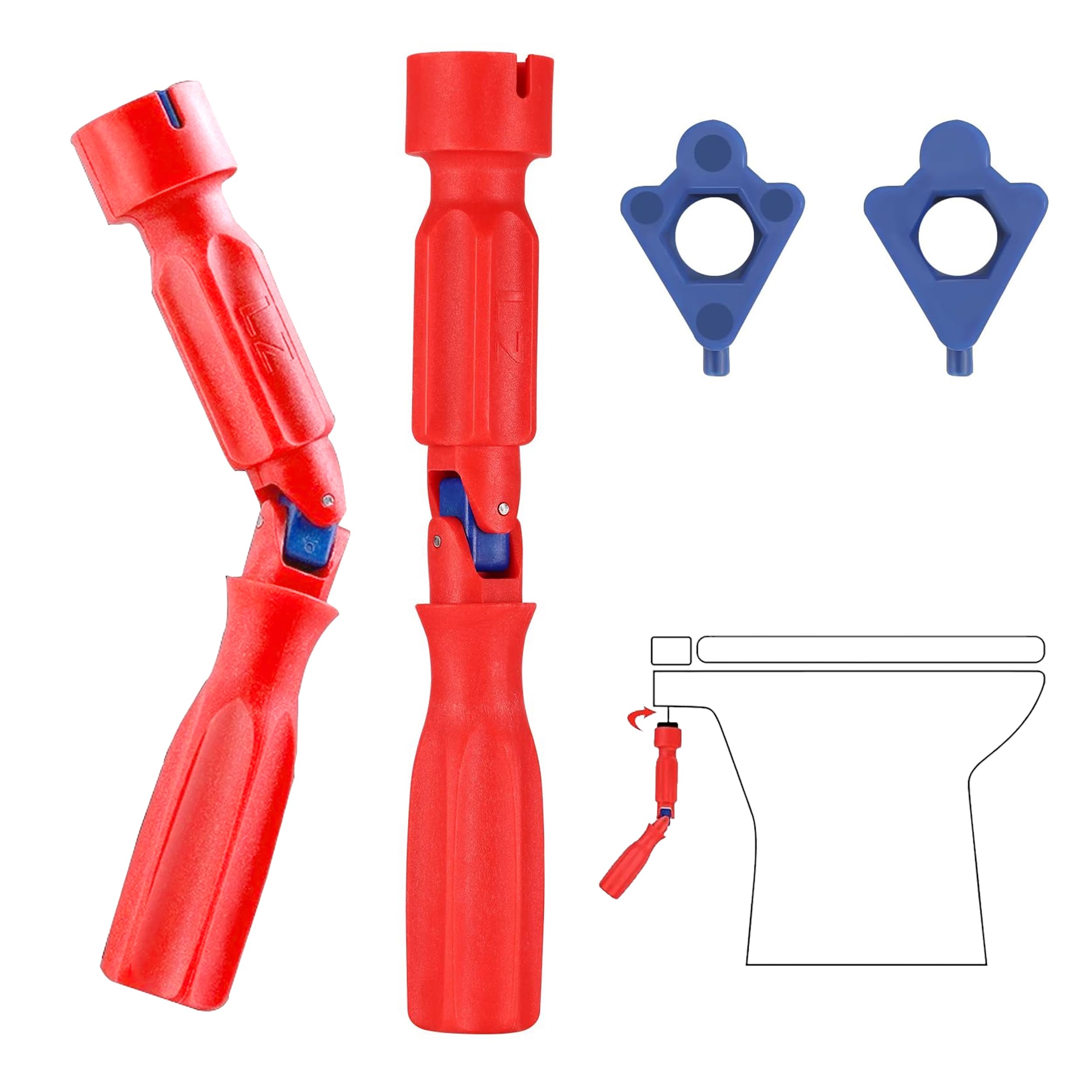 YqsIbth Toilet Seat Spanner Plumbing Tools, Toilet Seat Tightening Tool with 1 Replacement Heads, Universal Toilet Seat Installation Key for Removal Installation and Repair 10/13/17mm(1 Pack)