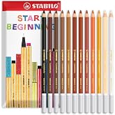 STABILO Chalk-Pastel Pencil CarbOthello - Pack of 12 - Warm Neutral Set in Envelope Gift Packaging