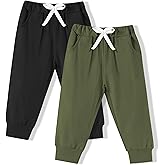 DREAM BUS 2 Pack Toddler Boy Pants with Pockets Baby and Toddler Jogger Pants, Cotton Sweatpants for 9 Months - 4T