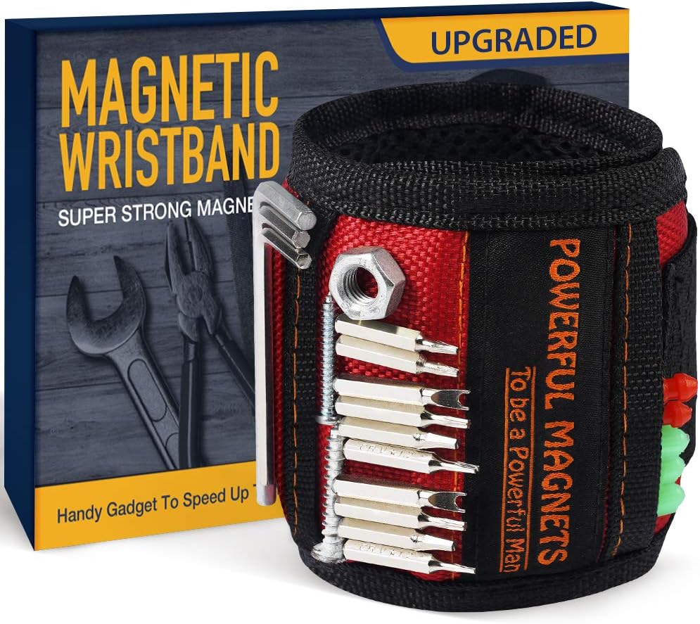 Gifts For Men Magnetic Wristband, 15 Upgrade Super Strong Magnets, Best Dad Gift, Unique Gifts For Men - - 