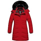 CTFASHION Girl's Winter Coats Kids Waterproof Long Puffer Jacket Thicken Fleece Lined Ski Parka with Detachable Fur Hooded