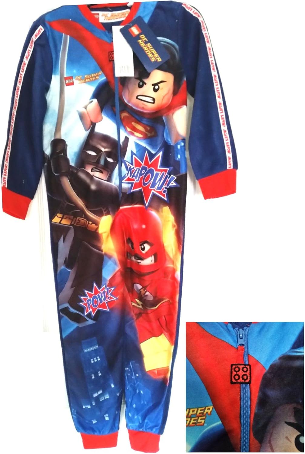 Lego Onesie Boys DC Comic Superheroes AllInOne Front Zipped