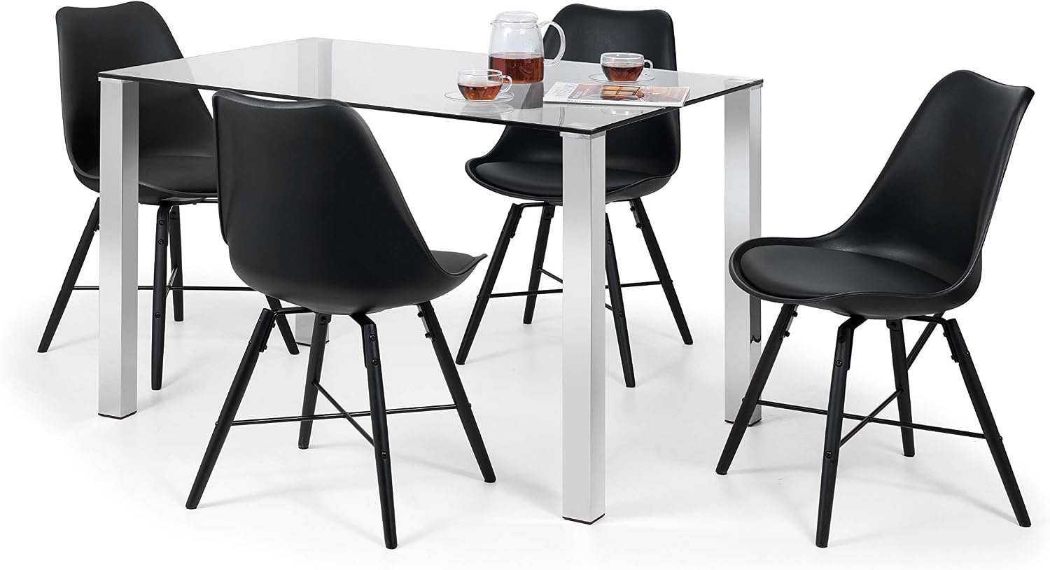 Julian Bowen Black Wood Kari Dining Chairs Set of 2, Height: 83, Width: 48, Depth: 54cm - Image 5