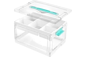 Vtopmart 24 QT Clear Plastic Craft Organizers and Storage Box with Removable Trays and Dividers,Art Supply Organizers and Storage,Ideal Containers for coloring Books,Toys,Craft Supplies,1 Pack