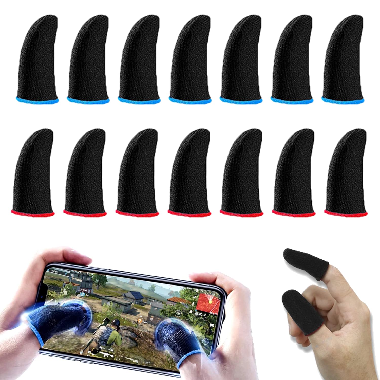 RXKFIGX 40 Pcs Mobile Game Finger Sleeve, Finger Sleeves for Gaming, Anti-Sweat Thumb Sleeves for Mobile Gaming, Breathable Finger Gloves for Mobile Game Competition Touch Screen Finger Sleeve