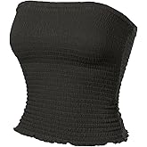 MixMatchy Women's Strapless Tube Tops Stretchy Sleeveless Sexy Summer Bandeau Crop Tank