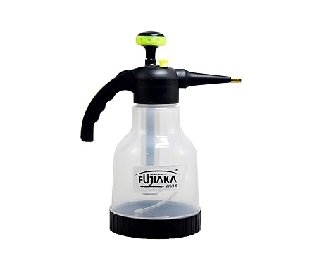Fujiaka WS/1.5 Garden Handheld Pressure Sprayer-1.5 Litre- HDP Plastic Built (Black-Green Head and Transparent Tank)