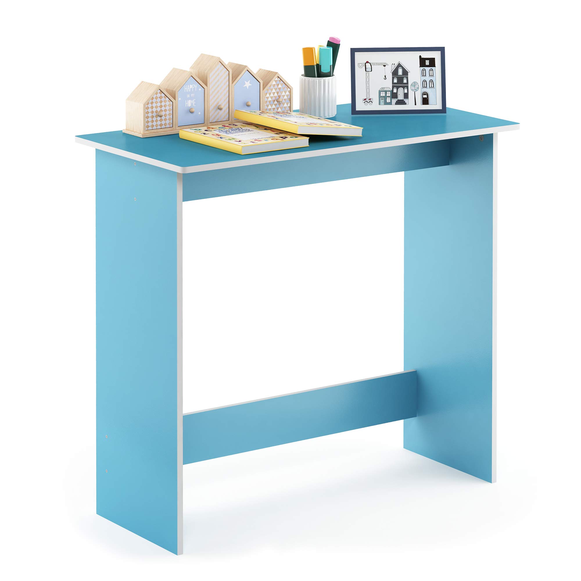 Furinno Simplistic Computer Desk, Study Desk, Writing Desk, Light Blue/White,39.1 (D) x 79.5 (W) x 75.7 (H) cm