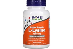NOW Foods Supplements, (L-Lysine Hydrochloride) 1,000 mg, Double Strength, Amino Acid, 100 Tablets