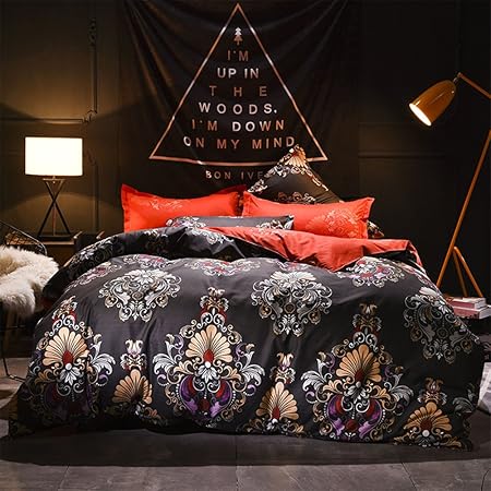 Duvet Covers Bohemian Exotic Single Double King Size Modern Colorful Boho Bedding Set Black 220x240cm