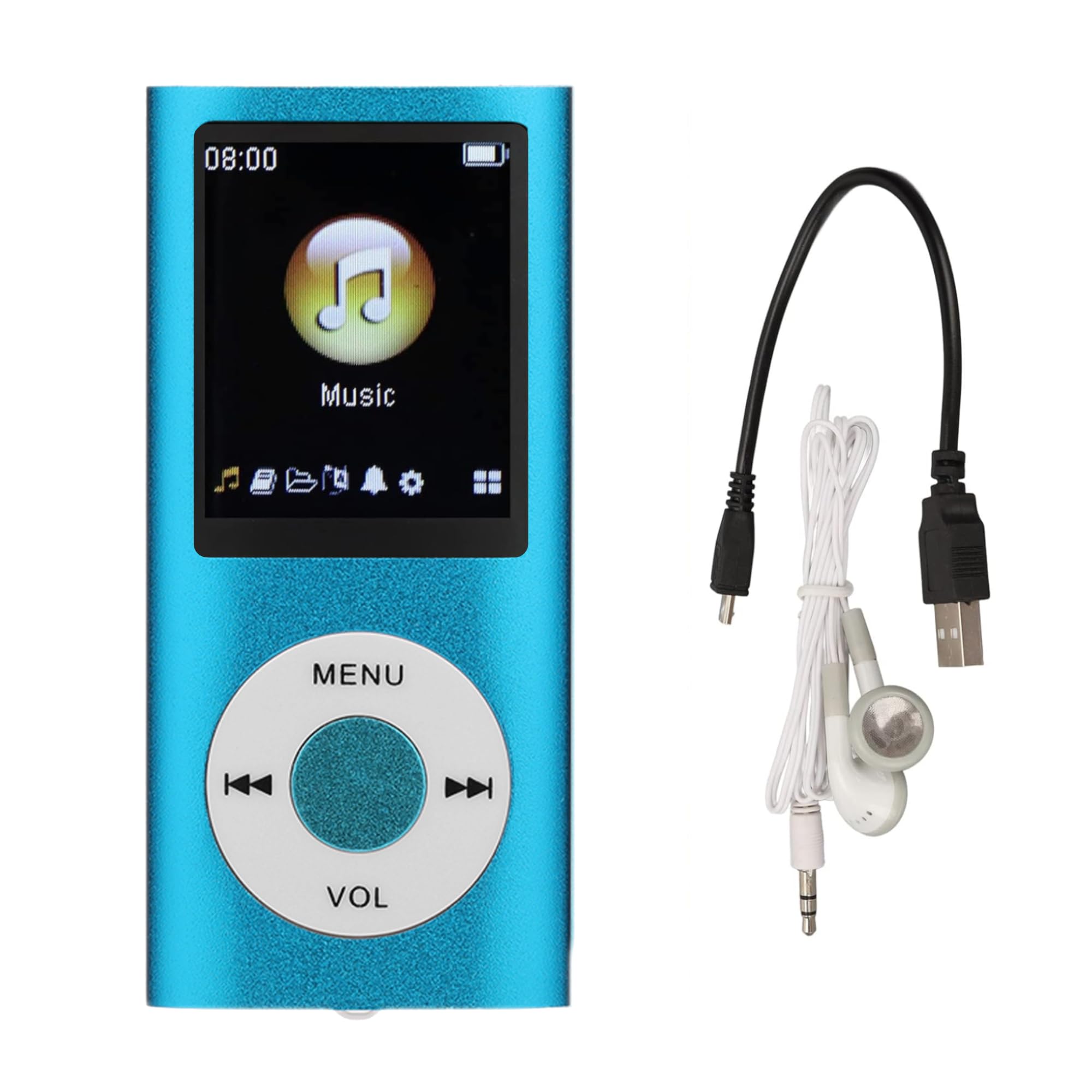 MP3 Player/MP4 Player, MP4 Music Player Supports up to 64GB TF Card, Digital 1.8 Inch LCD Screen, Portable HiFi Lossless Sound Music Player with Speaker(Blue)