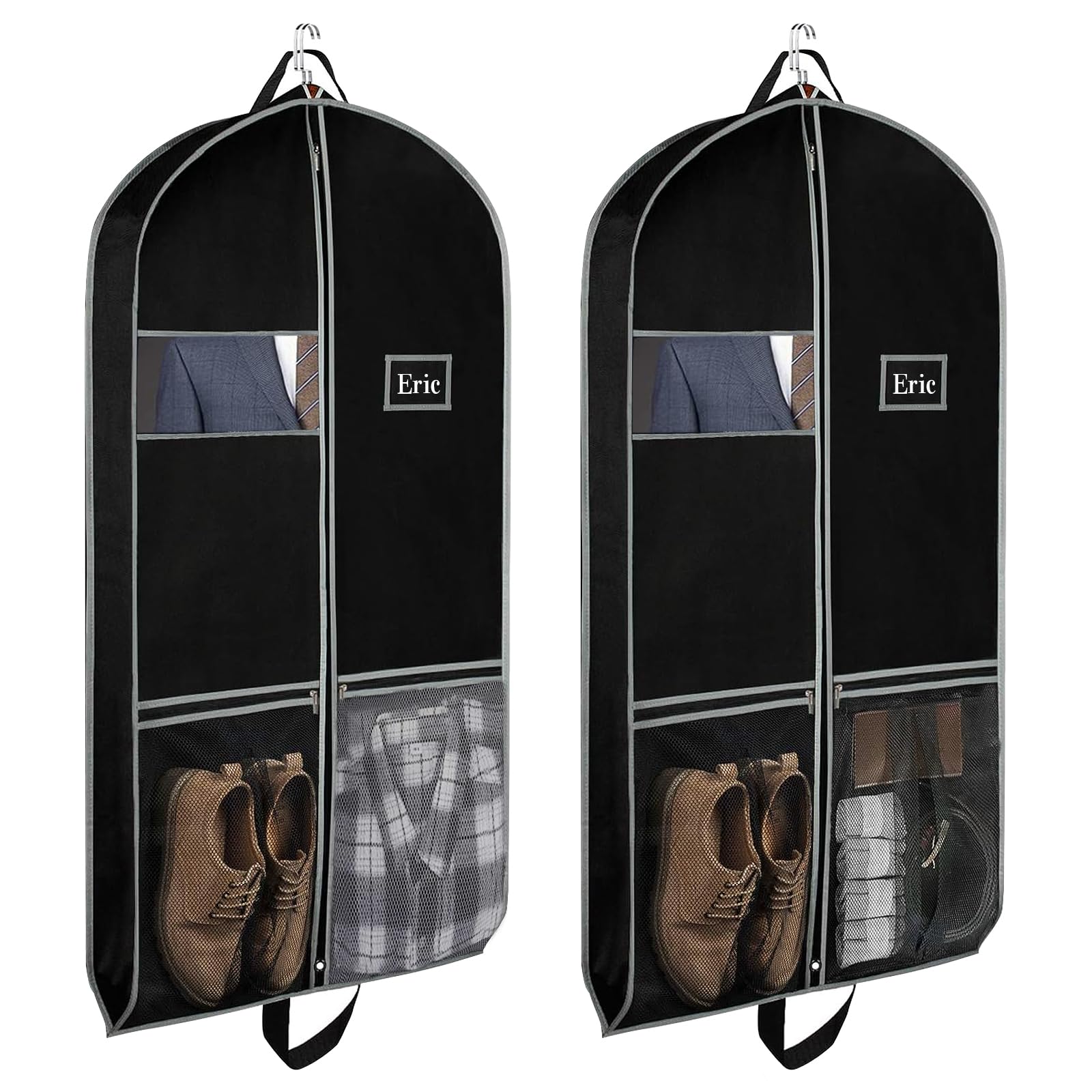 Photo 1 of 2 Pack Suit Bags for Closet Storage and Travel,Heavy Duty 43" Hanging Suit Bag for Men, Gusseted Hanging Garment Bags for Men Suit Cover With Handles for Clothes, Coats, Jackets, Shirts.