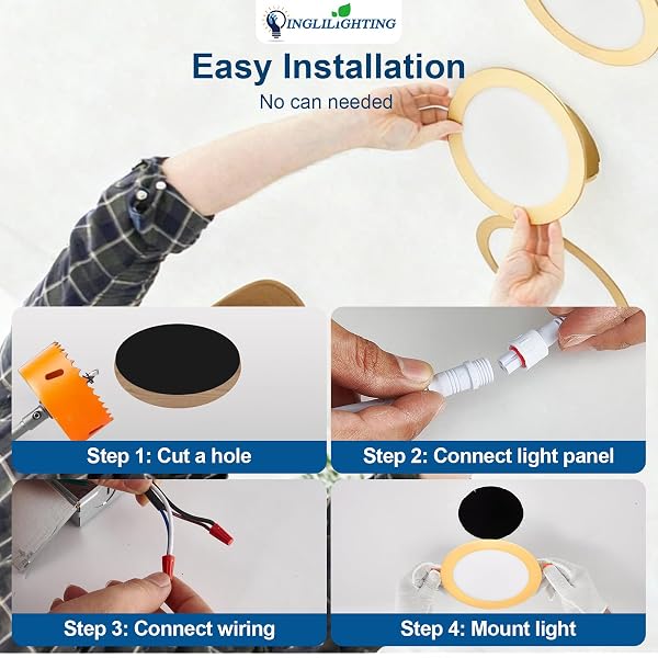 DLLT LED RECESSED CEILING LIGHTS: 12 PACK 6 INCH 5CCT ULTRA-THIN LIGHTING WITH JUNCTION BOX FOR BEDROOM – 1200LM BRIGHTNESS 12W EQV 110W DIMMABLE CANLESS WAFER DOWNLIGHT WITH ETL&FCC-G