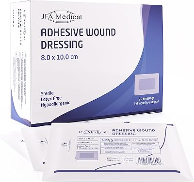 JFA Medical Adhesive Wound Dressings Pack 25 80x100mm CE Sterile