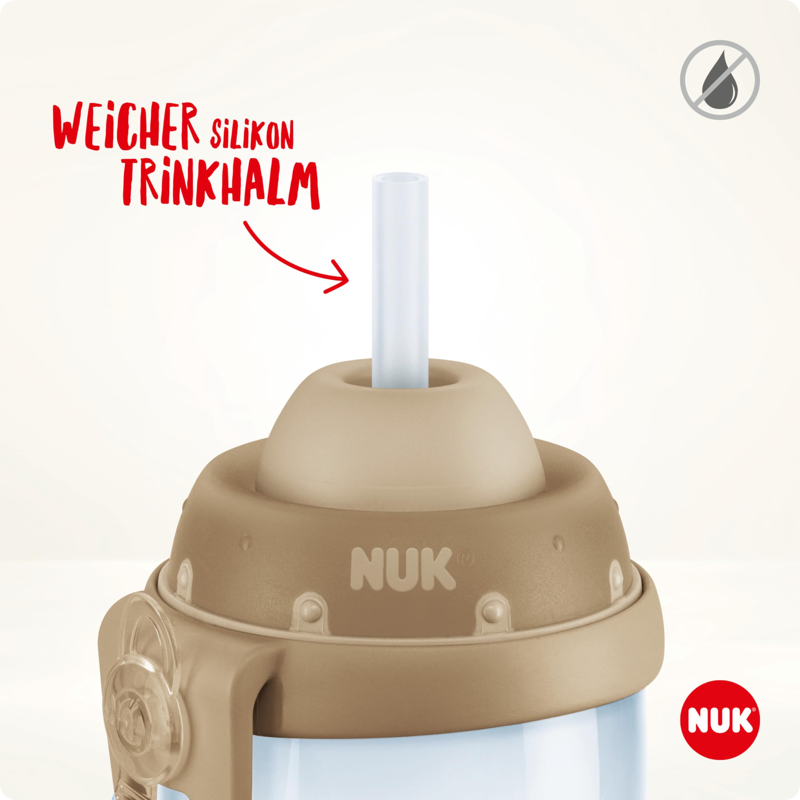 NUK Flexi Cup Trinklernbecher für Kleinkinder | 12+ Monate | 300 ml | Auslaufsicherer, weicher Trinkhalm | Clip & Schutzkappe | BPA-frei | Blau 3