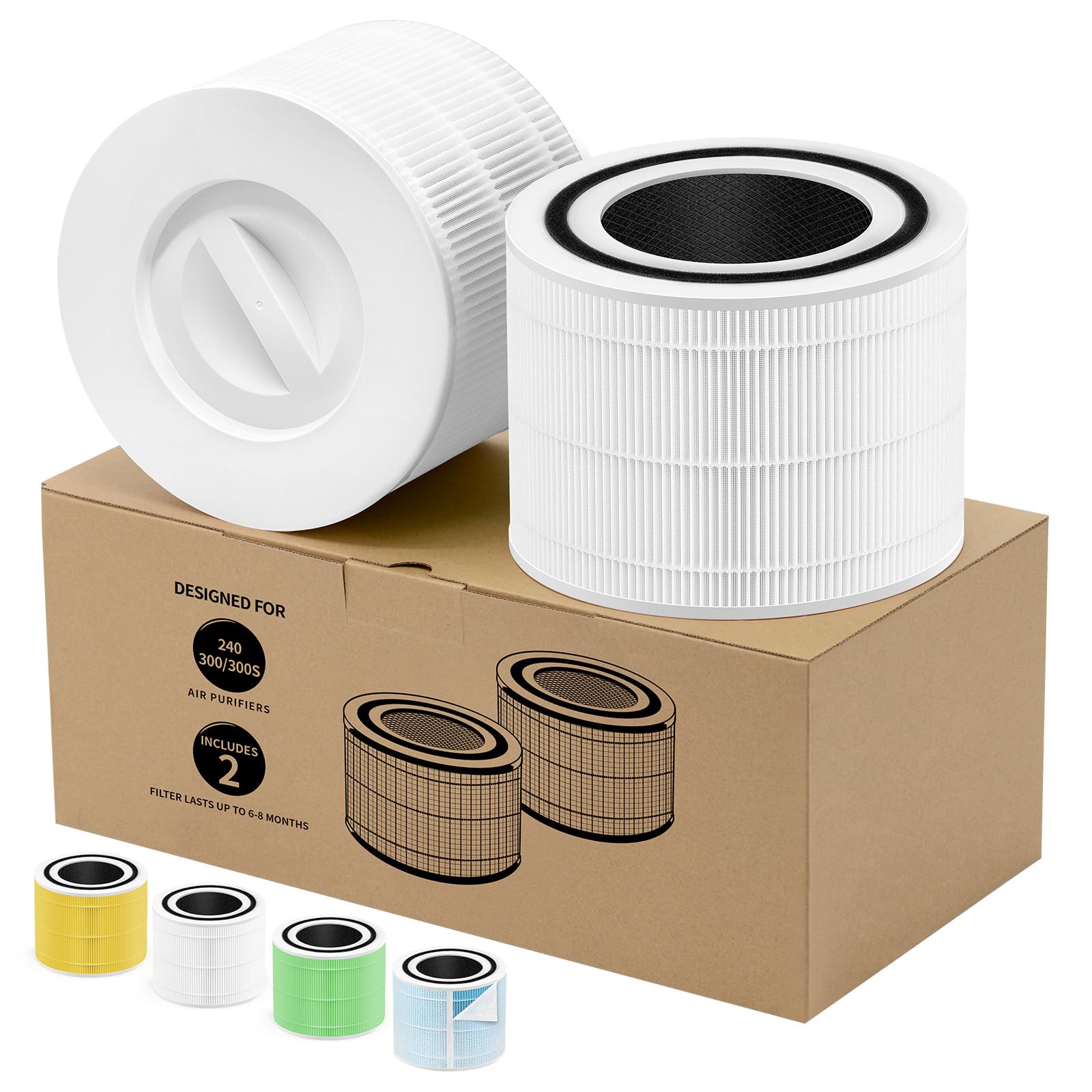 Photo 1 of HSIAMEN Air Filter Compatible with Levoit Core 300 & PuroAir 240 Air Purifier, 3-in-1 H13 True HEPA Core 300S P350 Core300-P Filters, Fit Part# Core 300-RF P350-RF, White 2-Pack