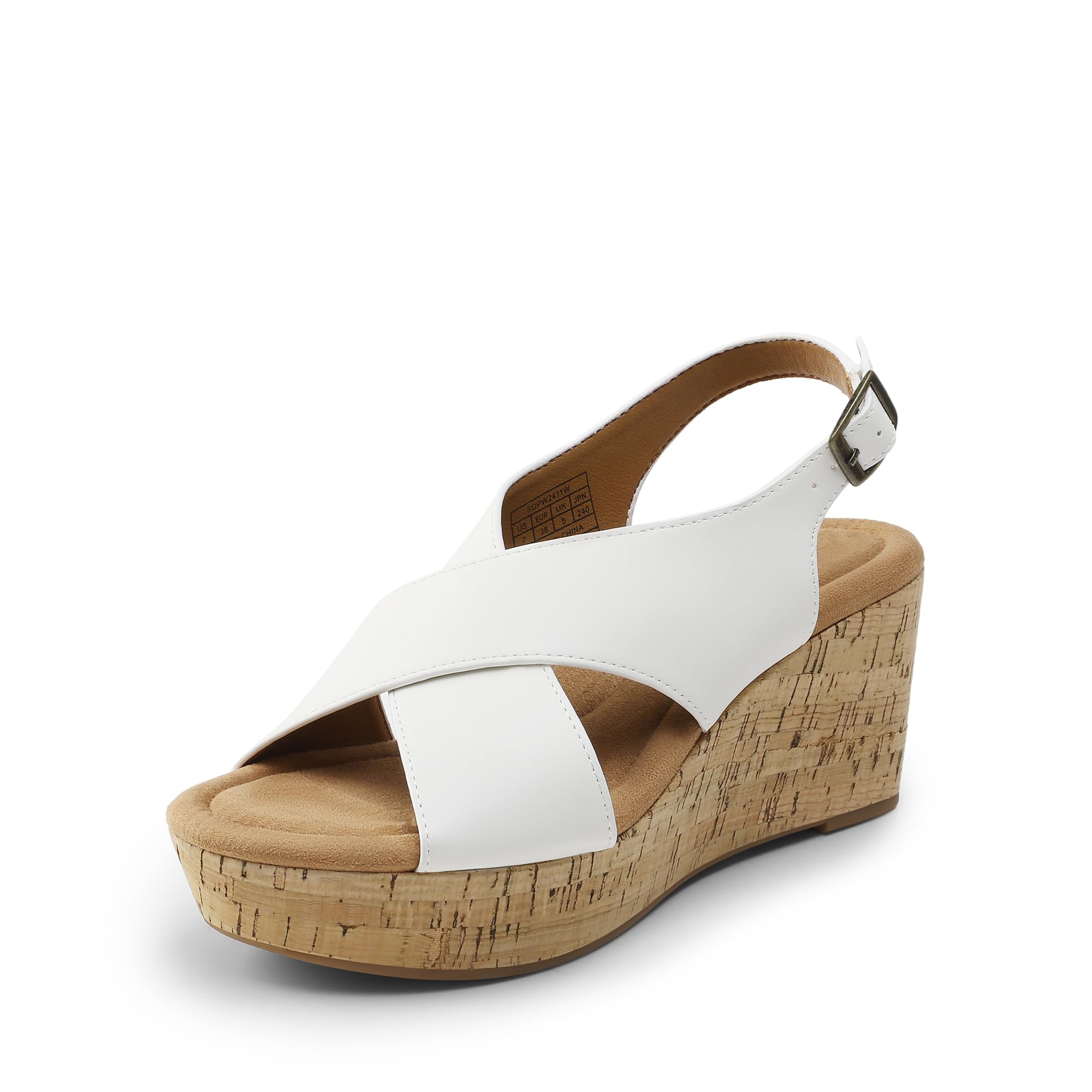 Photo 1 of DREAM PAIRS Women's Comfortable Ankle Strap Platform Wedge Sandals for Women Casual Dressy Summer,Size 8.5,White,DWUMWS2526