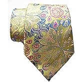 TANGQING New Classic Floral Beige Yellow Blue Red Pink JACQUARD WOVEN Silk Men's Tie Necktie