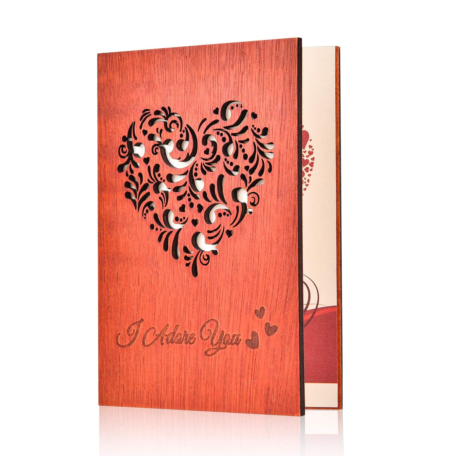 Giiffu Wooden Mother's Day Card, Wedding Anniversary Valentines Cards, Wooden Romantic Card for Her or Him, Christmas, Birthday, Anniversary, Valentines Gifts for Wife and Husband
