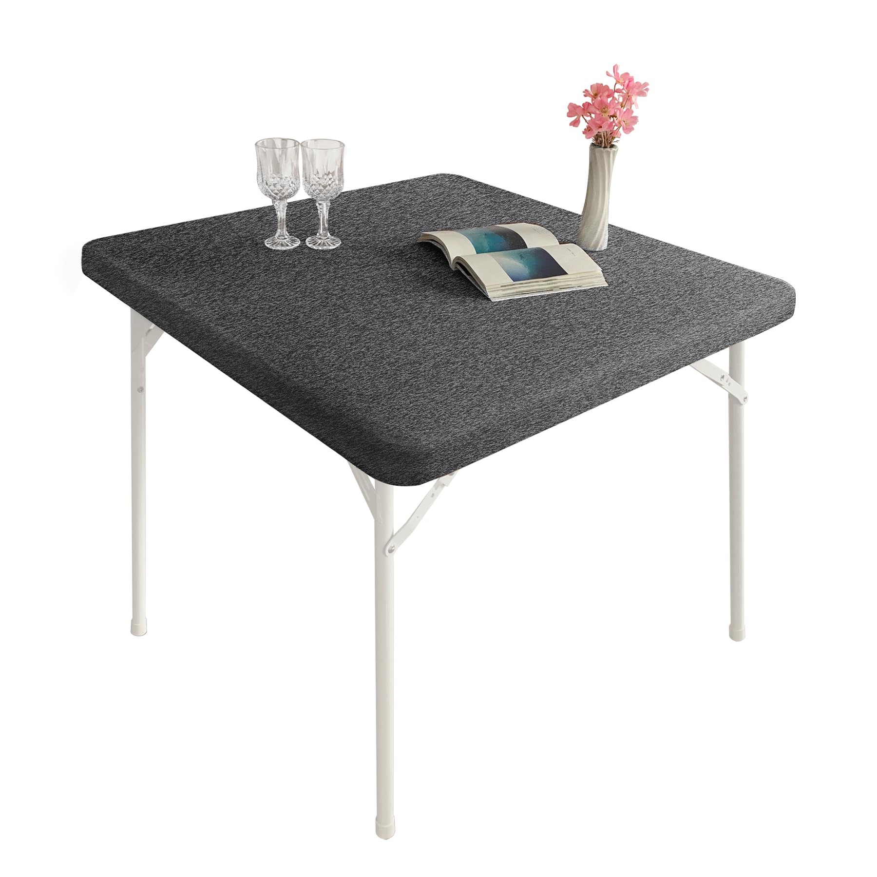 Photo 1 of Monibana Cocktail Fitted Spandex Stretch Square Table Covers Caps Elastic Square Tablecloth Mixed Gray Table Topper 48x48 Inch