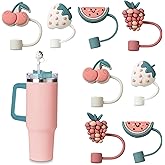 COOK WITH COLOR 8 PCS Straw Covers Straw Toppers for Tumblers - Cute Reusable Caps in Various Shapes for 8 mm Straws, Assorted Berries