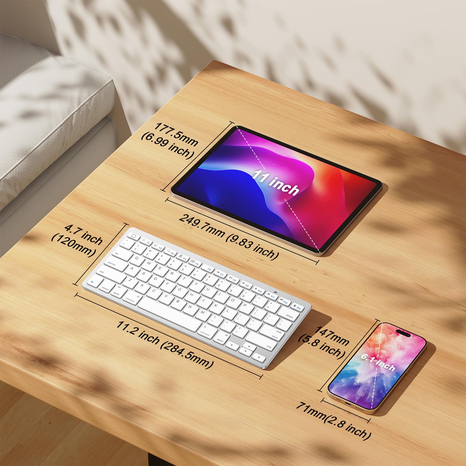 OMOTON Bluetooth Keyboard Compatible with iPad 10th Generation, iPad 10.2 (9th/8th/7th), iPad Pro 13/12.9/11 inch, iPad Air/Mini and More iOS Devices, White