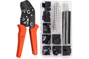 Taiss Dupont Crimping Tool Kit with 600PCS 2.54mm Dupont Connector Kit SN-28B Ratcheting Wire Crimper Plier,1/2/3/4/5/6/7 Pin Housing Dupont Connector Male Female Pin Header Crimp Terminal AWG28-18