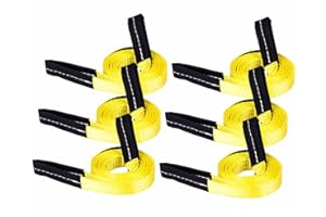 WHSSFINE Lifting Slings Straps 8 Foot by 1 inch 1333 lbs Capacity Heavy Duty Lifting Stitching Web Flat Eye to Eye Loop Ends for Rock Tree Saver Lifting Furniture Appliances Machine 6 Pack