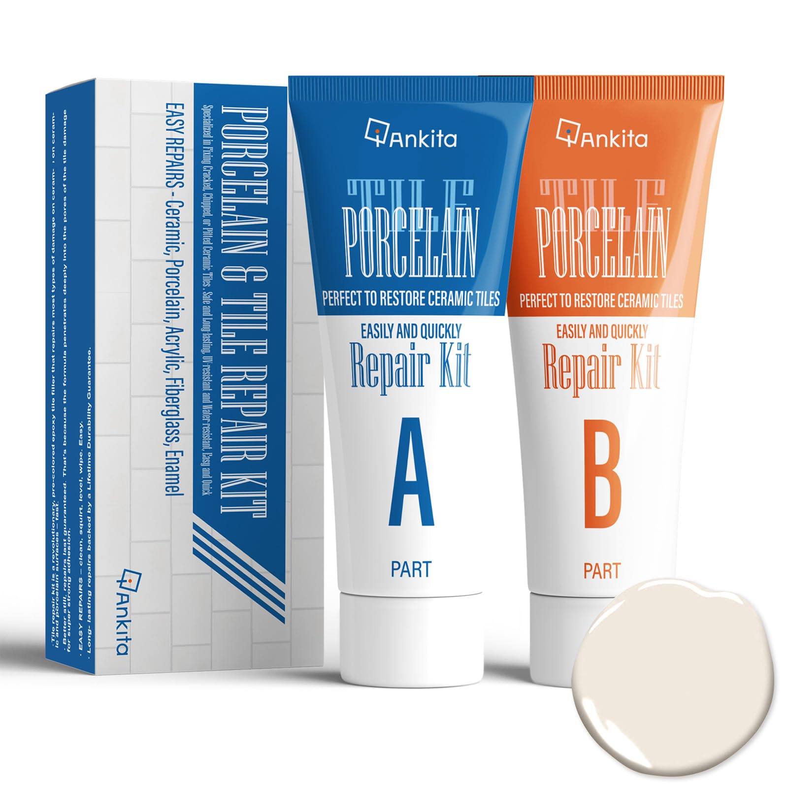 Photo 1 of Porcelain Repair Kit White, Sink & Tub Repair Kit to Quickly Fix Tub Chips and Sink Cracks with High Bond Strength, Porcelain Sink Repair Kit for Tub, Tile, Sink and Toilet(Ivory White)