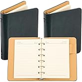 PATIKIL 6 Ring Binder Cover, 2 Pack A7 Leather Notebook Binder Mini Refillable Loose Leaf Personal Planner with 50 Sheets Line Paper, Green